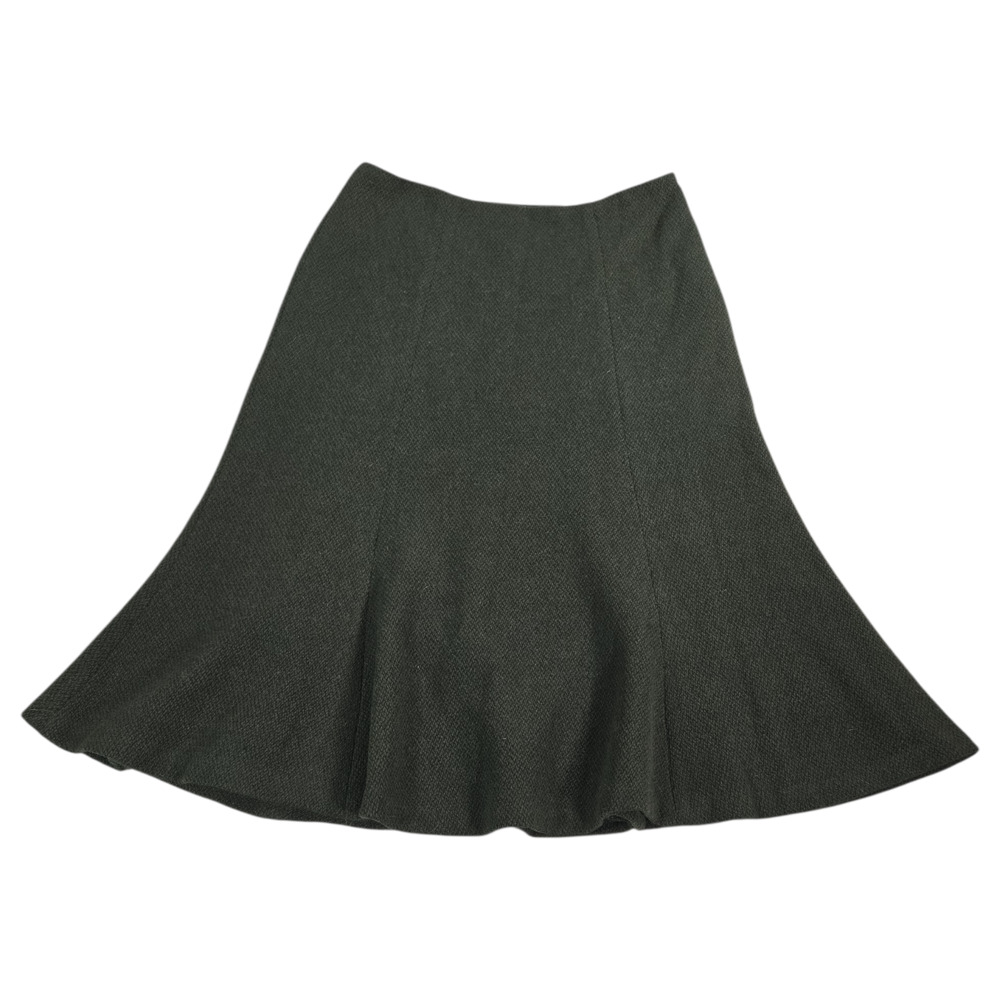 LRL Ralph Lauren Wom 10 Hunter Green Wool Blend Midi Skirt Fall Winter Academia